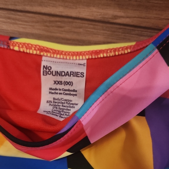 No Boundaries Multicolor Geometric Cutout One-Piece Swimsuit - Picture 2 of 3